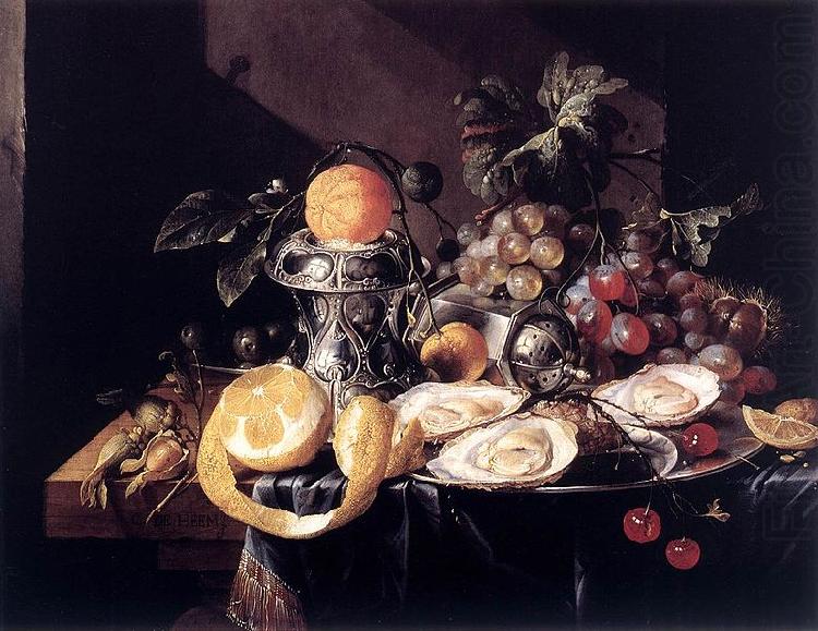 Still-Life with Oysters, Lemons and Grapes, Cornelis de Heem